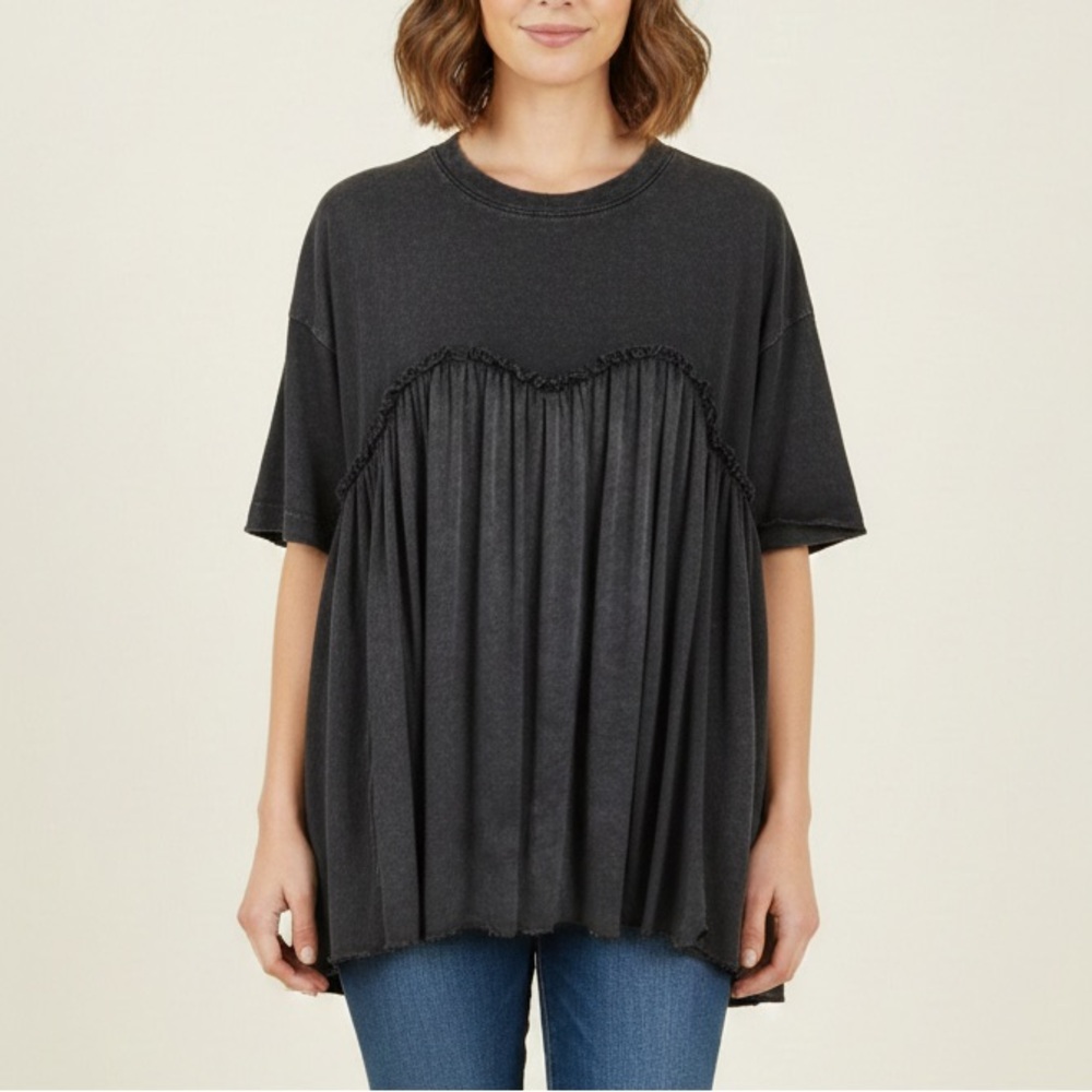 Sewn + Seen Black Tunic Pockets Sz‎ Small